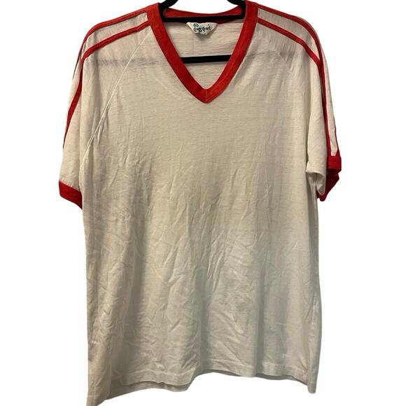 Vintage 70s Cross Court Tennis Ringer Single Stitch Shirt Adult Medium - Picture 1 of 3